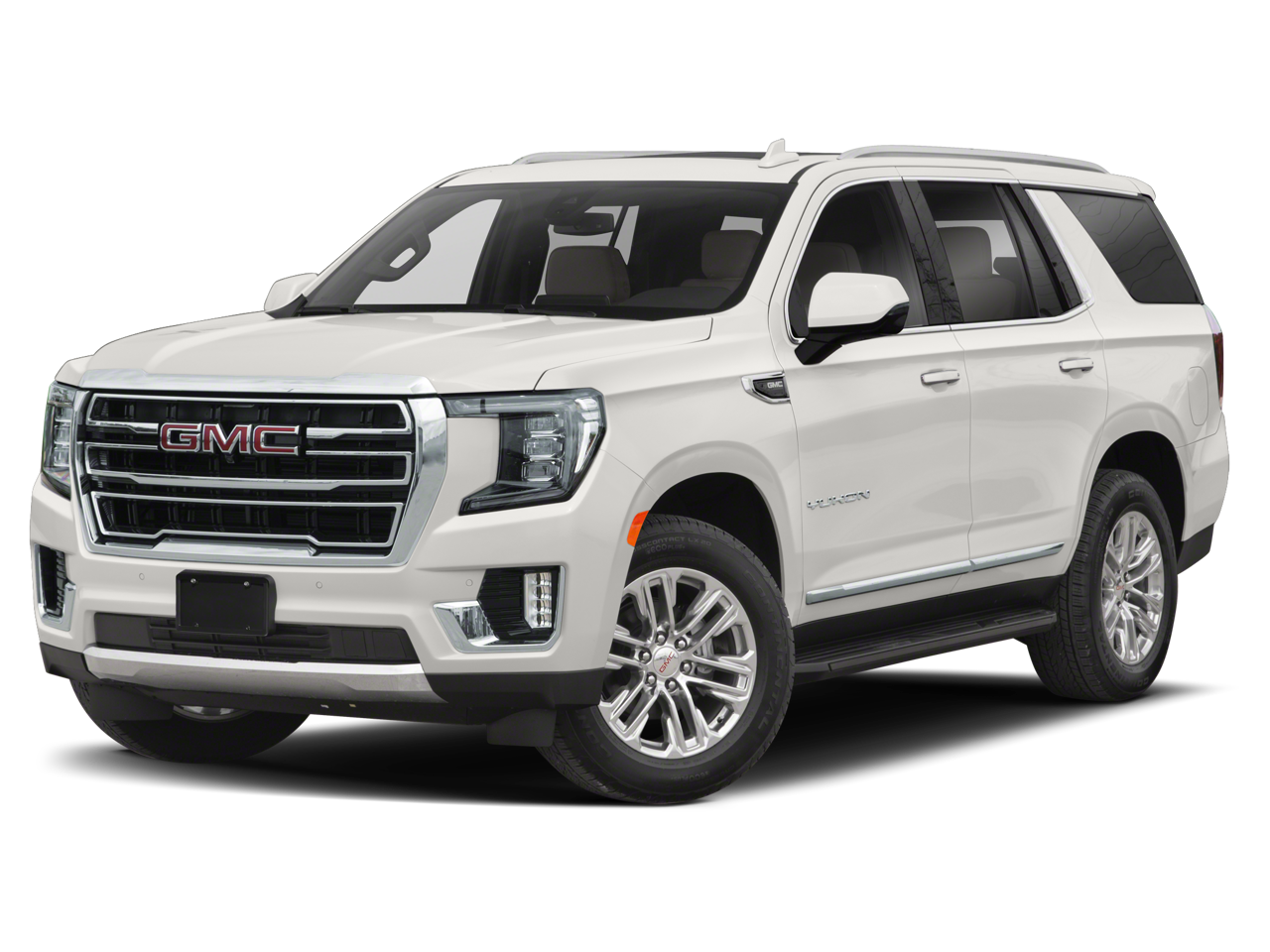 2023 GMC Yukon SLT in Volcanic Red Tintcoat — front three-quarter view