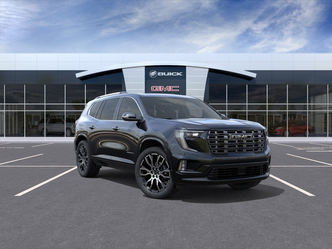 2026 GMC Acadia Denali Ultimate in Ebony Twilight Metallic — front three-quarter view