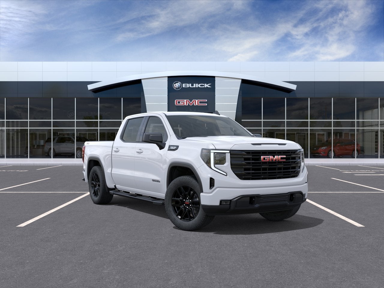 2026 GMC Sierra 1500 Elevation in Summit White — front three-quarter view